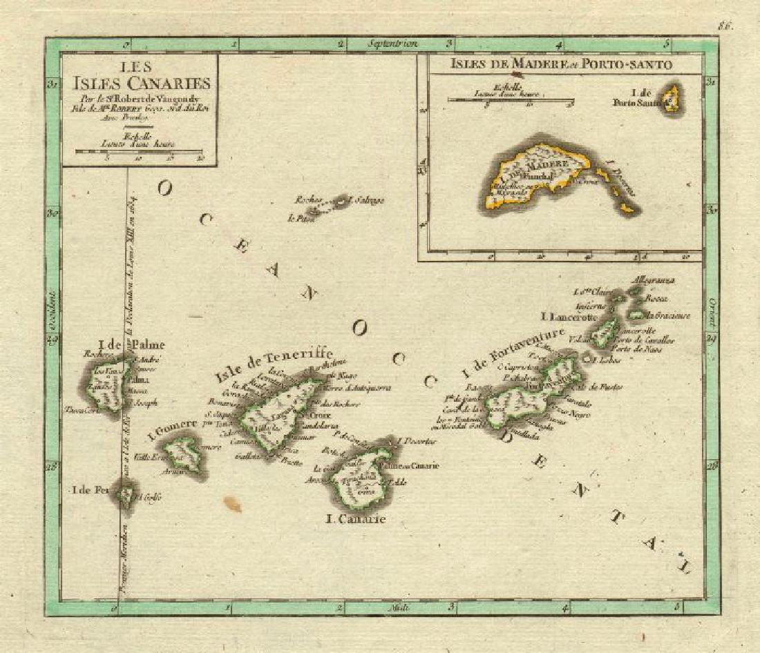 Vaugondy: Antique Map of Canary Islands & Madeira, 1749 (1 of 2)