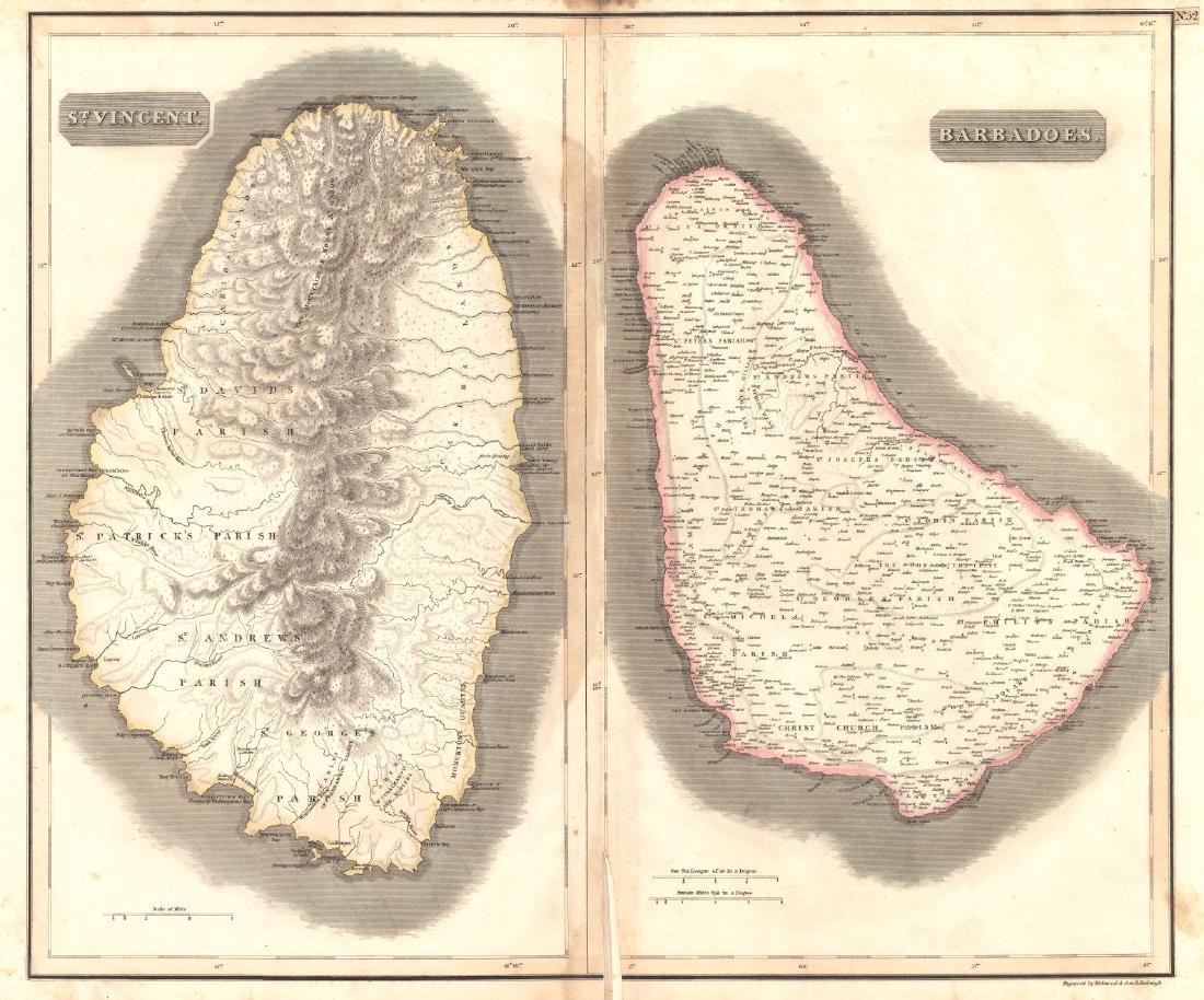 Thomson: Antique Map of West Indies, St. Vincent, 1817: Map: West Indies Islands. St. Vincent Publication Date: 1817 Authors: JOHN THOMSON, JUNR. & CO., THOMSON, JOHN & CO. Publisher: JOHN THOMSON, JUNR. & CO. Size: Double Folio – 19.60 H x 11.30 W Inche