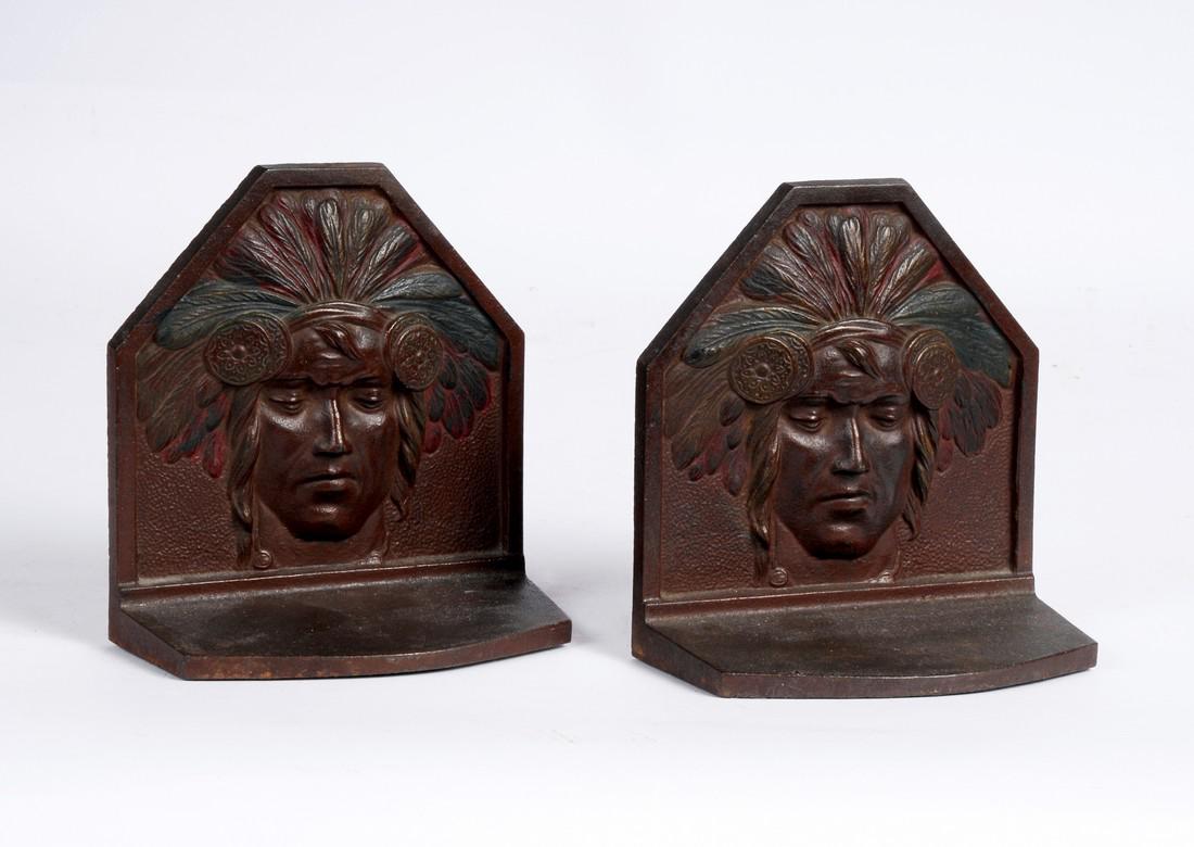 Antique Cast Iron Bookends Indian Chief (1 of 6)