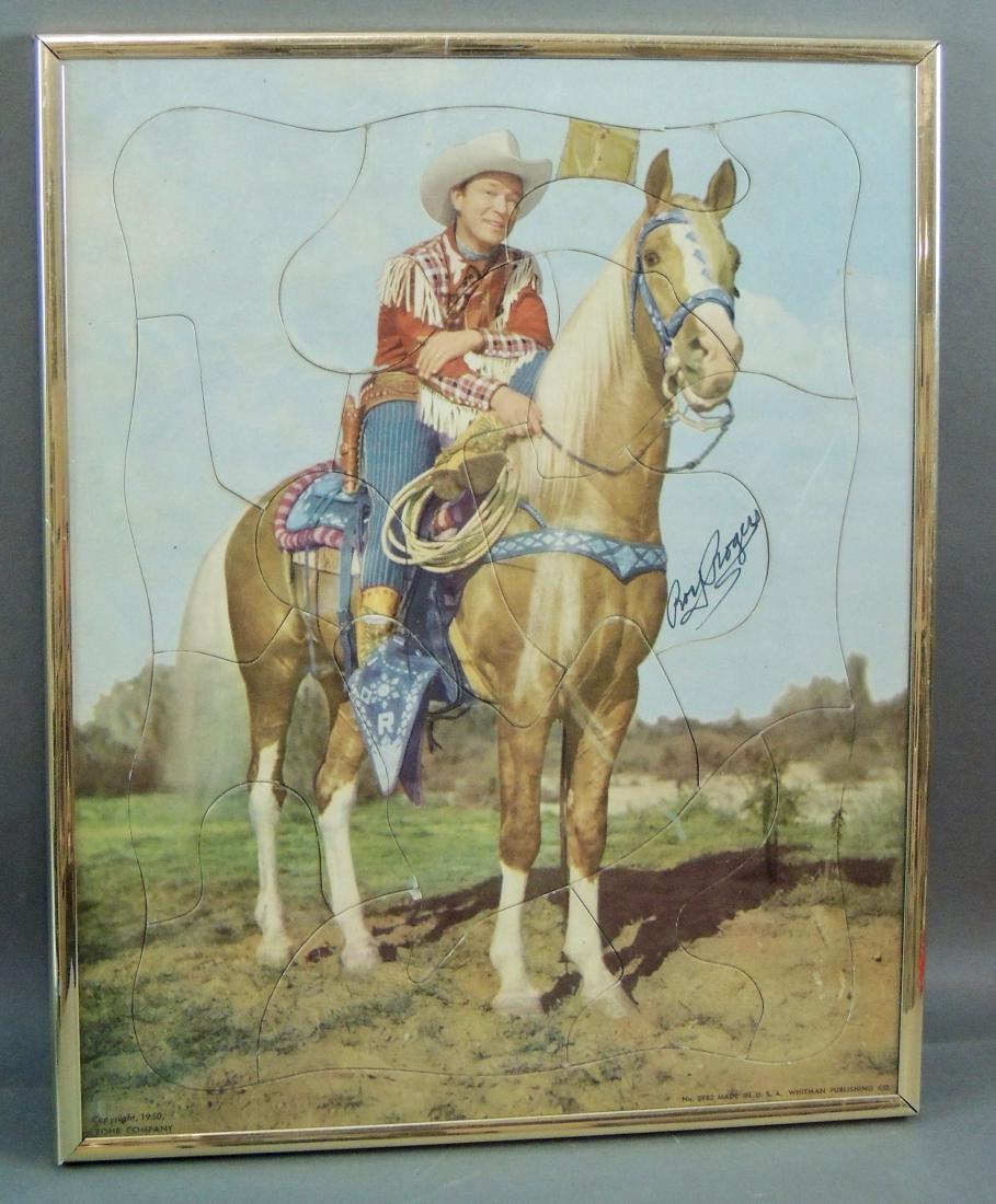 Roy Rogers Signed Framed 1950 Whitman Jigsaw Puzzle (1 of 7)