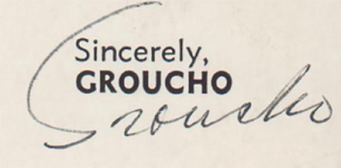 Post Card Sgnd by Groucho Marx (1958): Printed post card but with actual ballpoint pen ink signature. Card comes from Groucho’s years with “You Bet Your Life,” television show. Groucho is widely considered one of the best comedians o