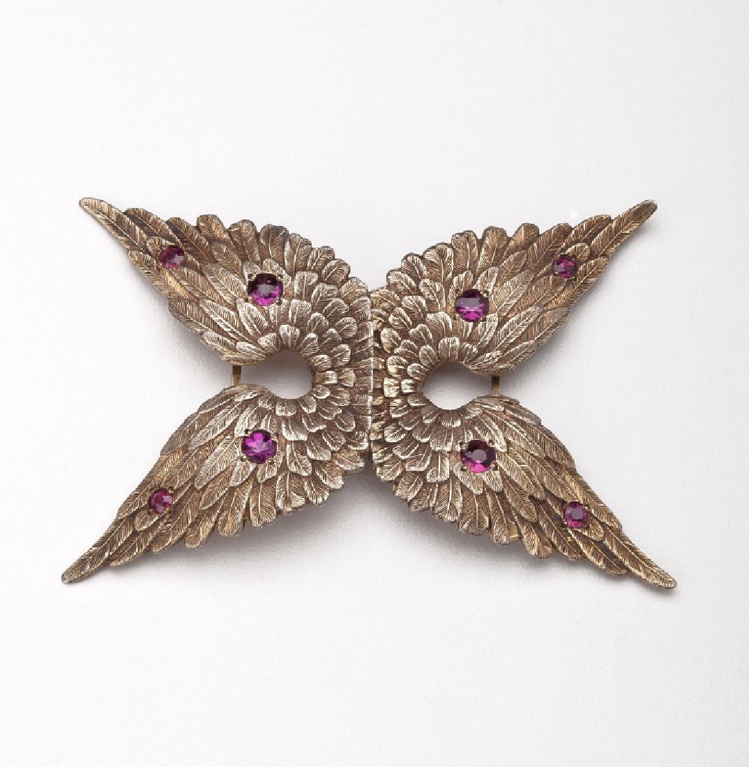 John Reddall Art Nouveau Sterling Silver Garnet Buckle (1 of 3)