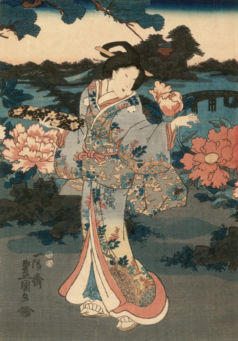 Utagawa Kunisada Geisha Japanese Woodblock Print (1 of 1)