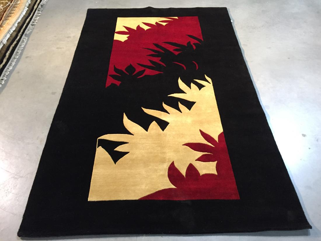 Modern Hand Knotted Carved Wool Rug (1 of 9)