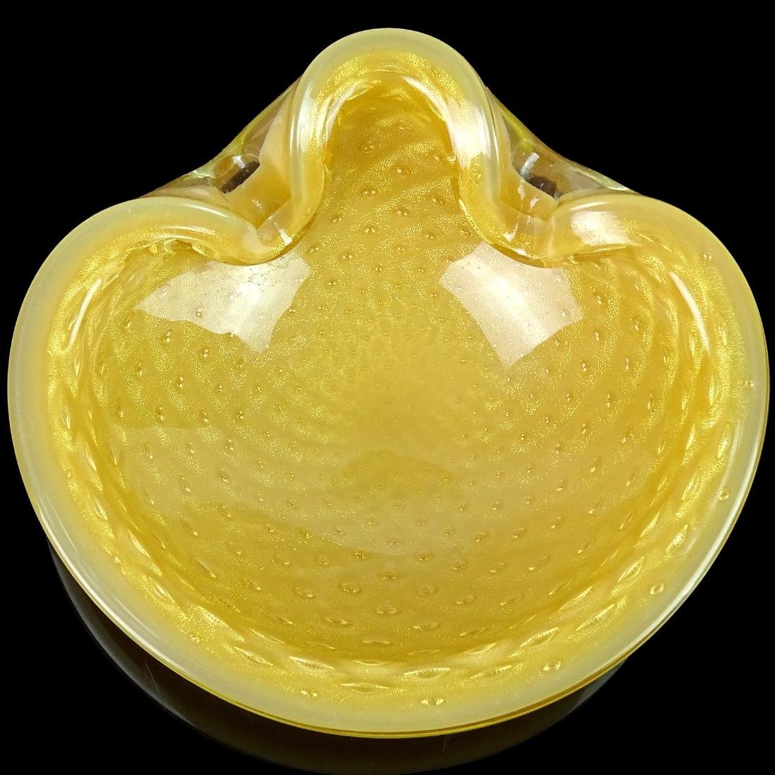 Barbini Murano Caramel Yellow Gold Art Glass Bowl (1 of 5)