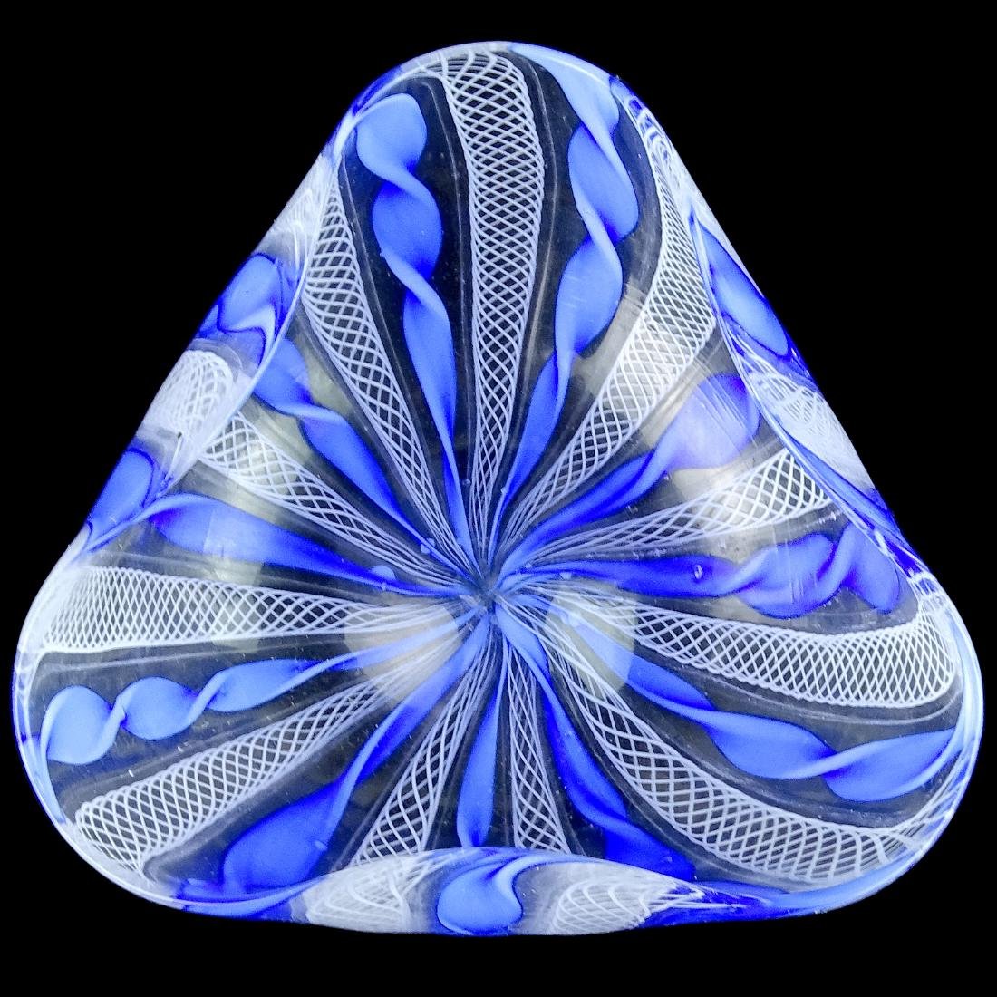 Murano Blue White Ribbons Italian Art Glass Pin Dish (1 of 2)