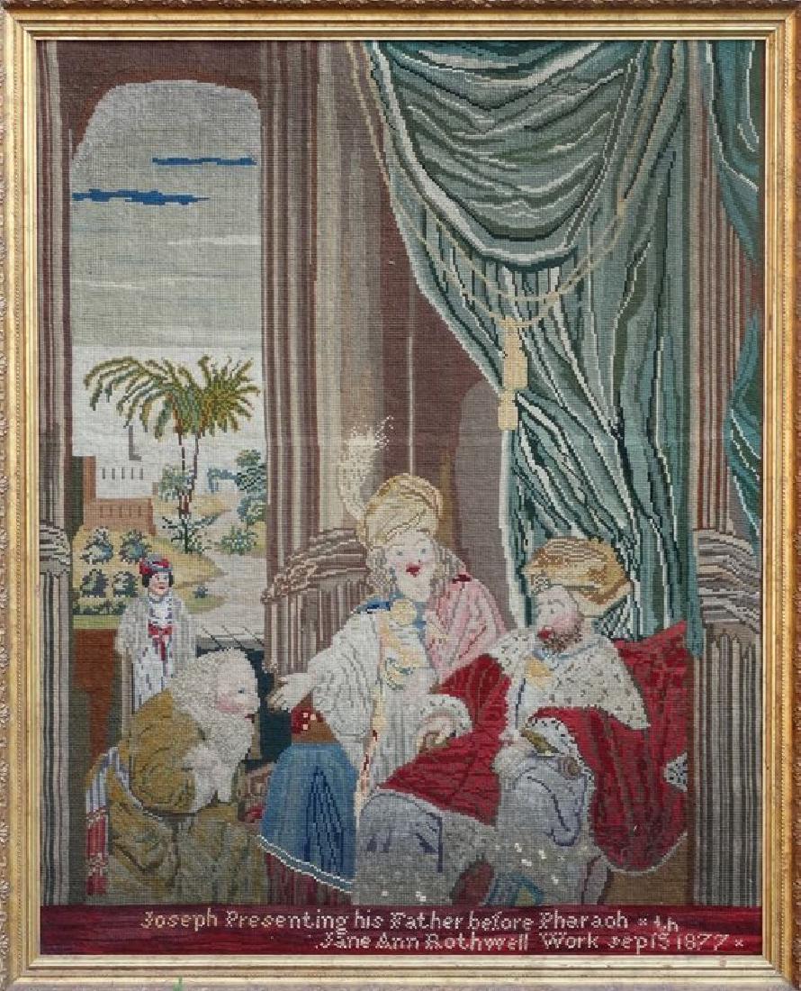 Antique Framed American Needlework, Biblical Scene (1 of 5)