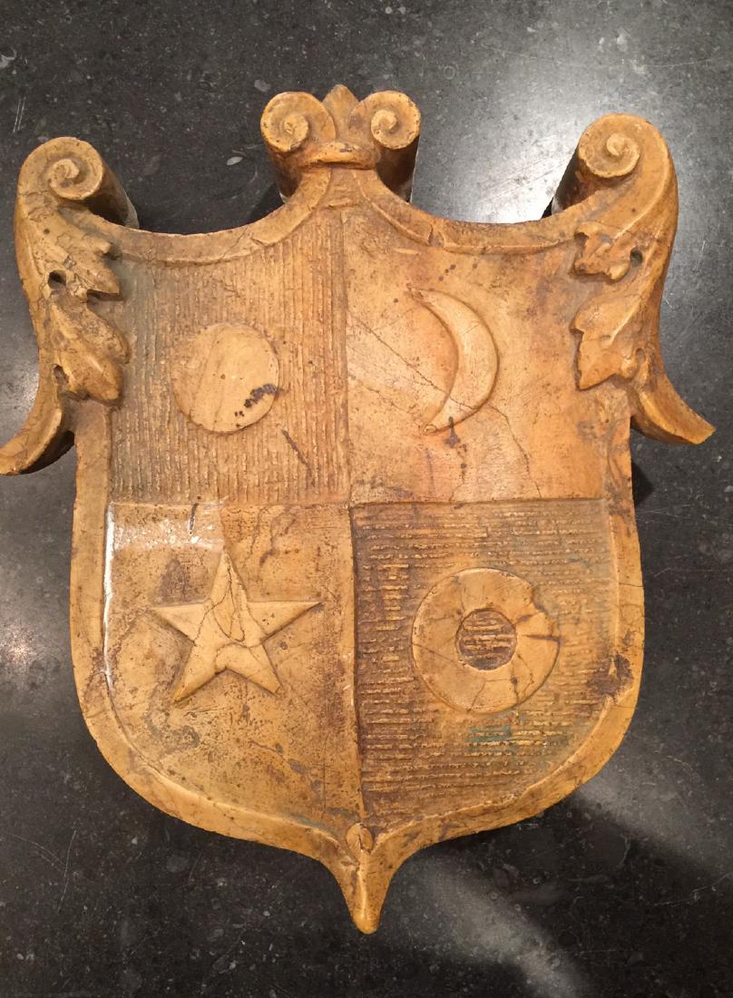 Veronese Carved Yellow Marble Architectural Crest (1 of 2)