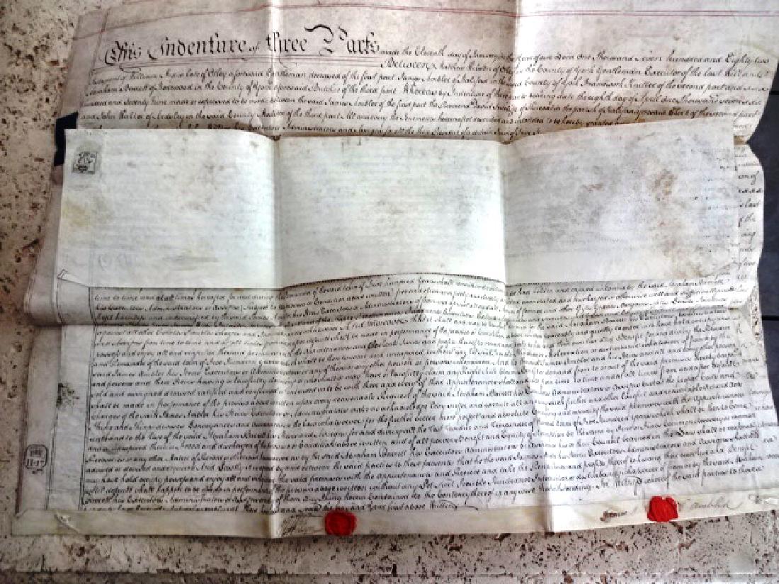 1782 English Vellum Manuscript Deed w/ Seals (1 of 3)