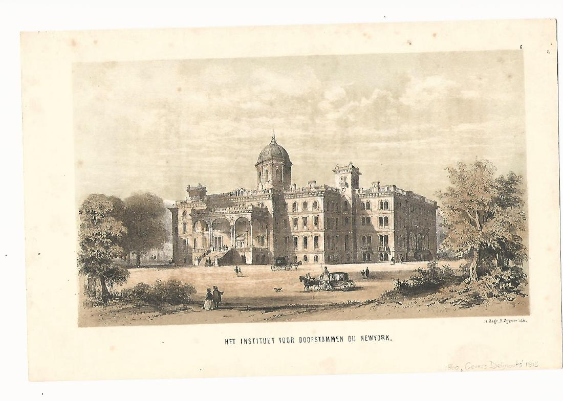 1860 Tinted Lithograph New York School for Deaf (1 of 1)