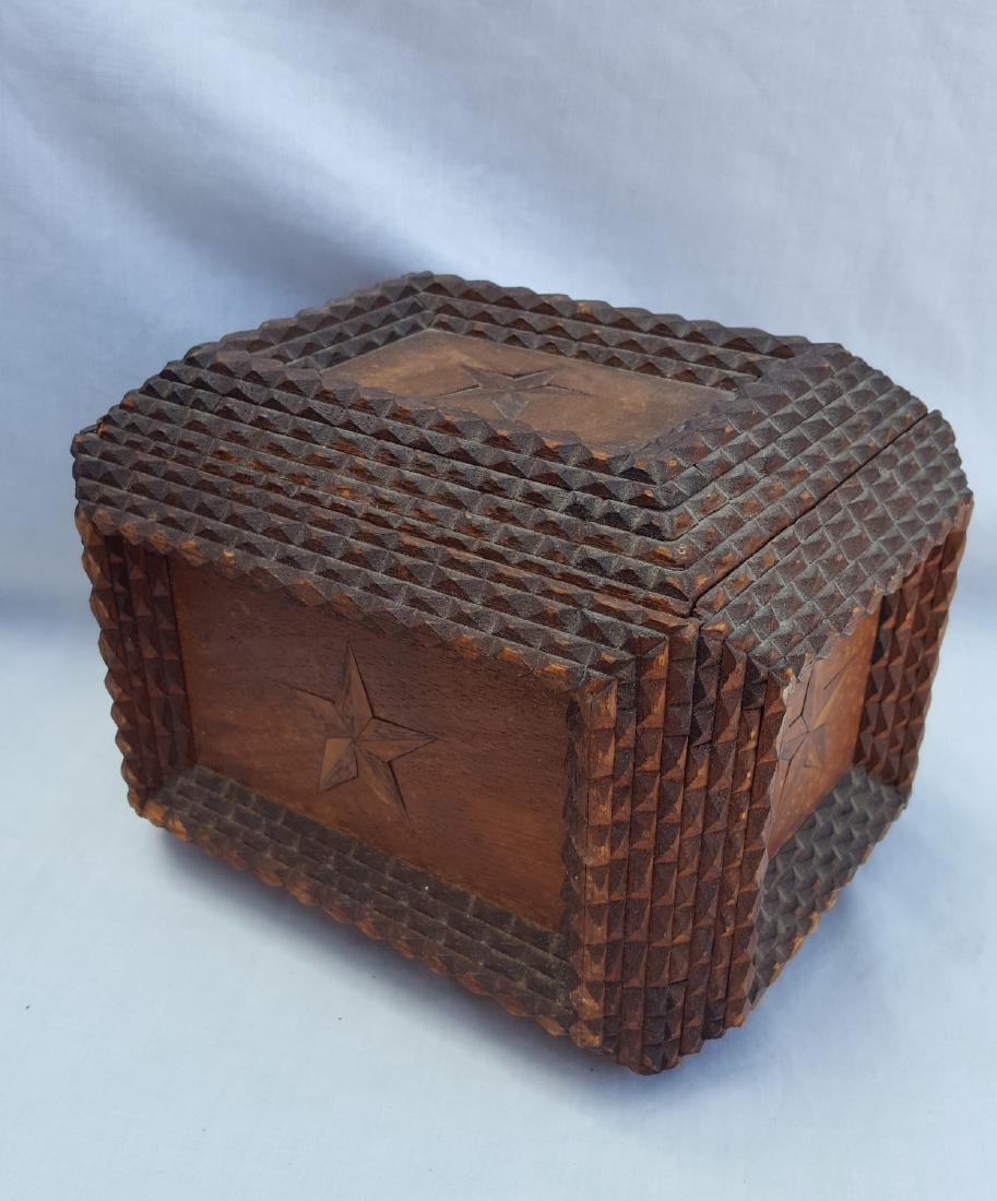 Tramp Art Box with Marquetry Star Inlay Ca 1890 (1 of 3)