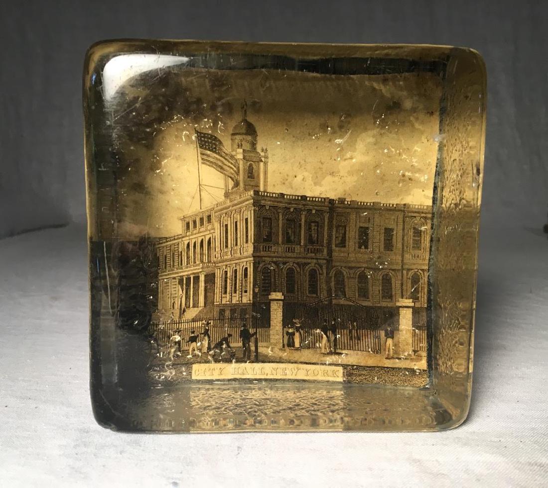 Early Heavy Cut Glass Block Paperweight (1 of 3)