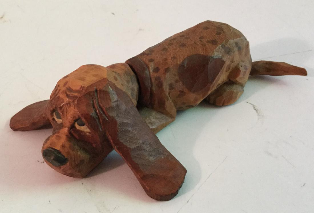 Hand Carved Folk Art Dog with Big Ears Signed (1 of 4)