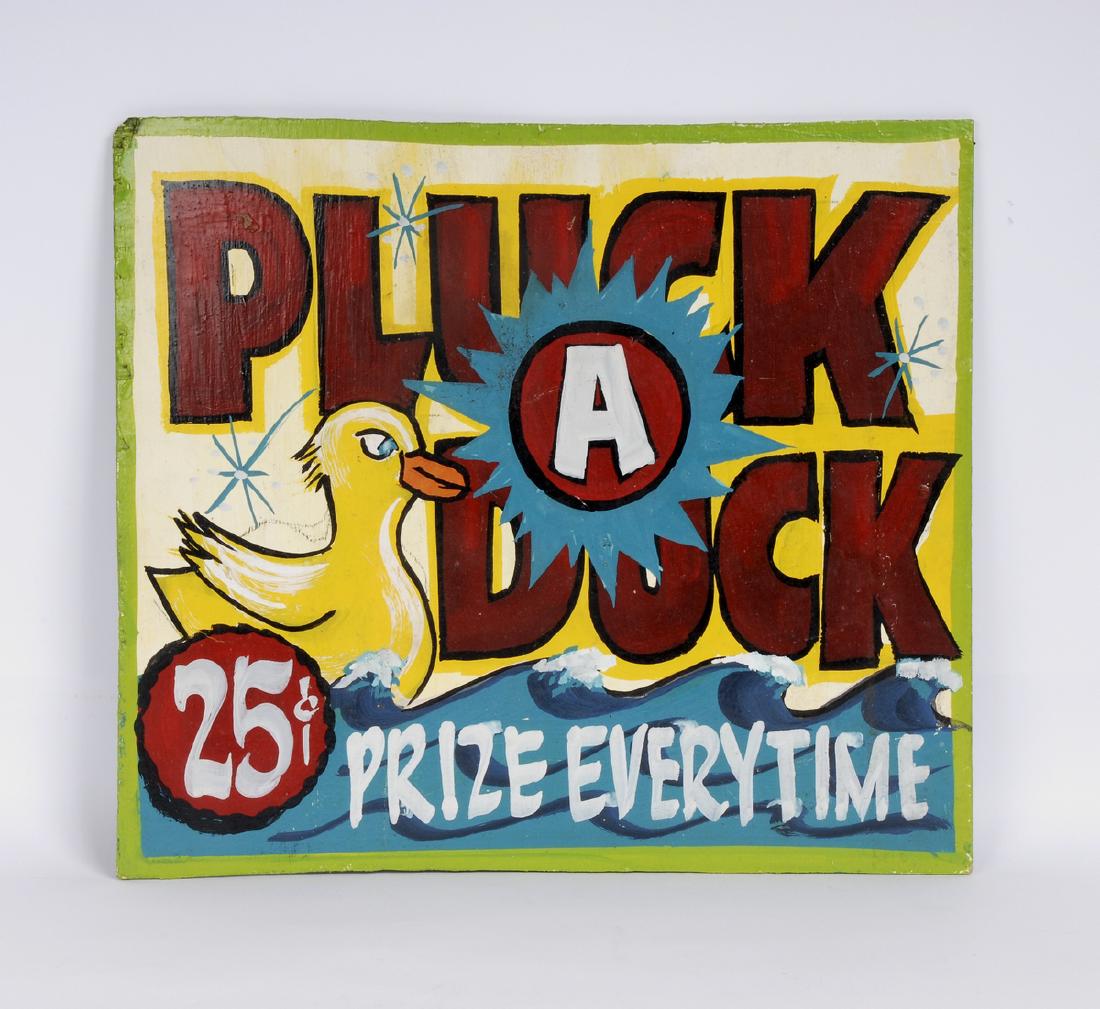 In Use Circus Game-of-Chance Sign "Pluck a Duck" (1 of 3)
