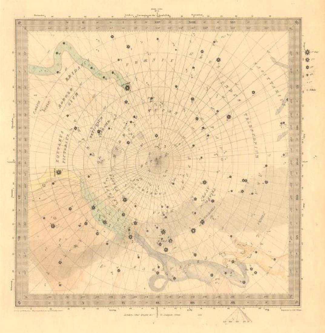 SDUK: Antique Celestial Star Map, South Pole, 1847 (1 of 2)