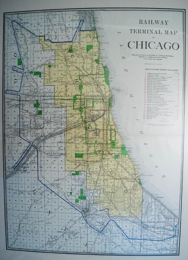 Rand McNally: Antique Railway Terminal Map of Chicago (1 of 1)