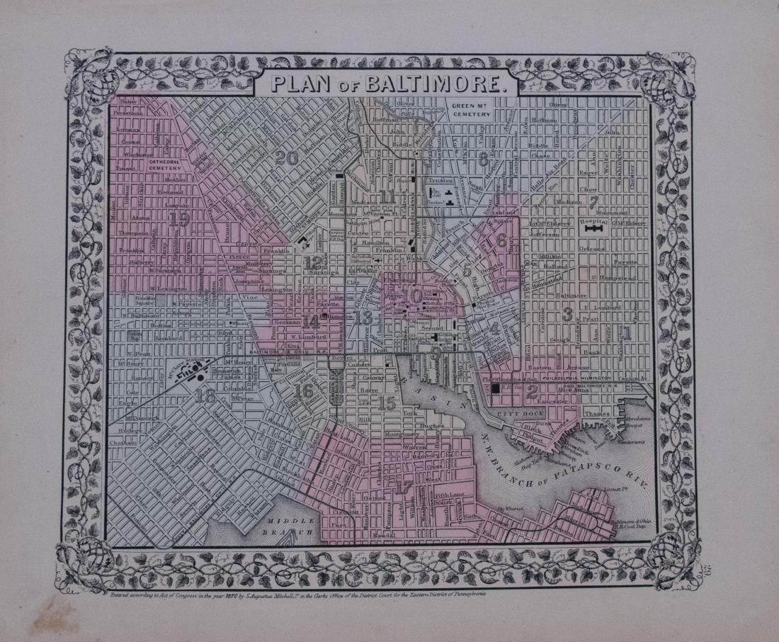 Mitchell: Antique Map of Baltimore, 1870 (1 of 1)