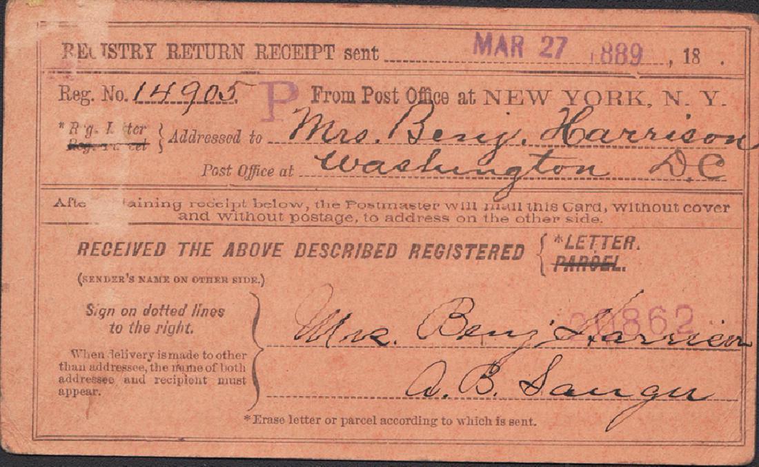 Card Sig by Alice Sanger After Harrison in Office, 1889 (1 of 2)