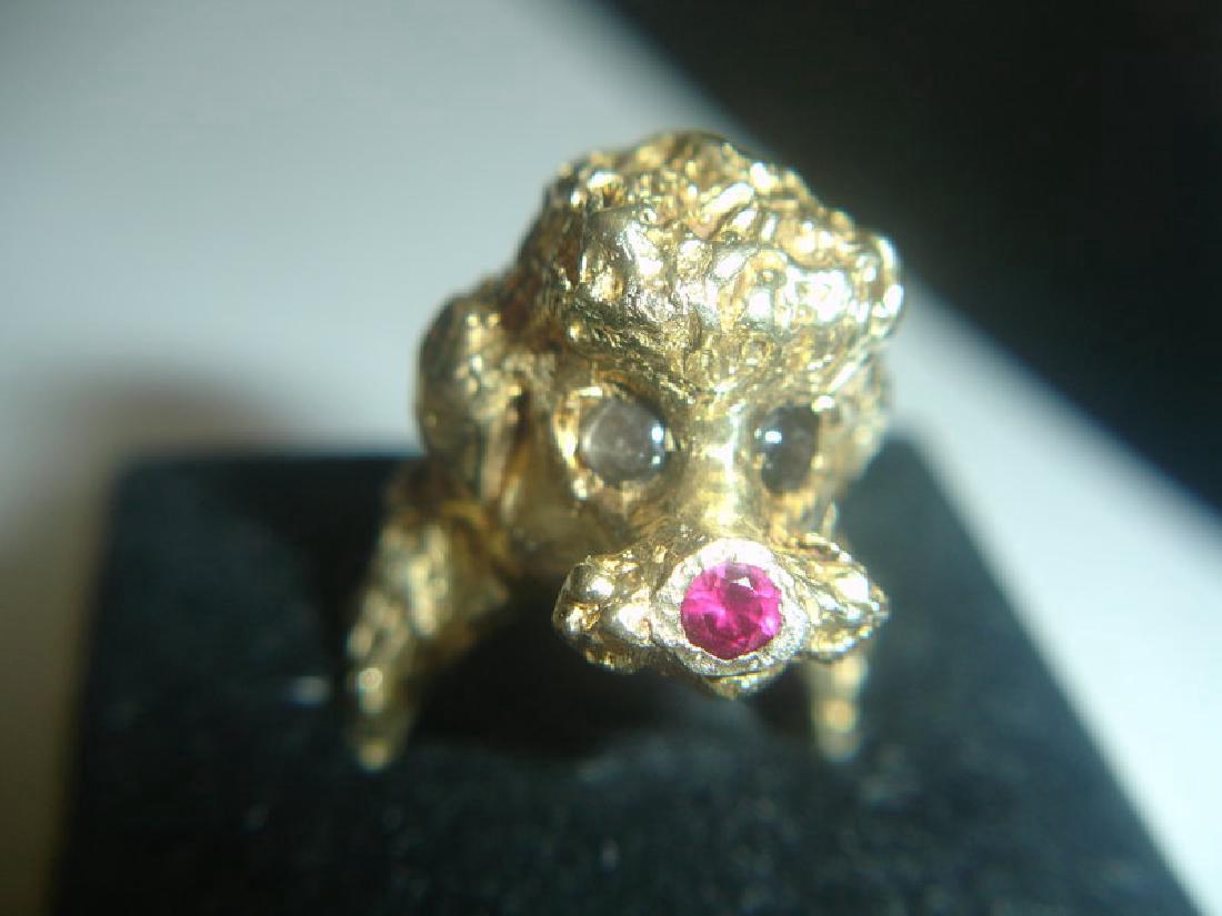 Vintage 14K Gold Ruby Poodle Dog Ring (1 of 9)