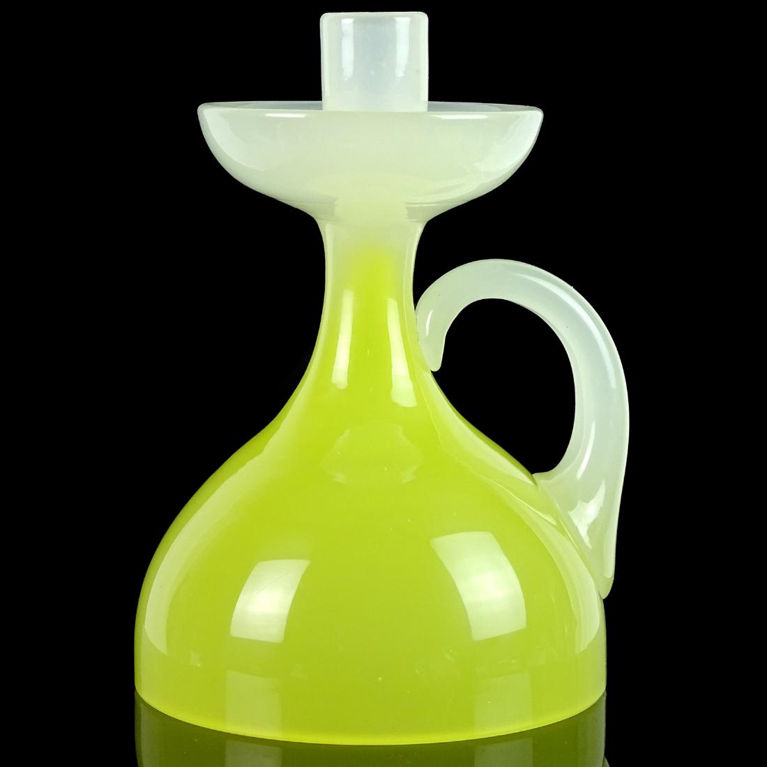 Seguso Murano Yellow Opalescent Art Glass Candlestick (1 of 4)