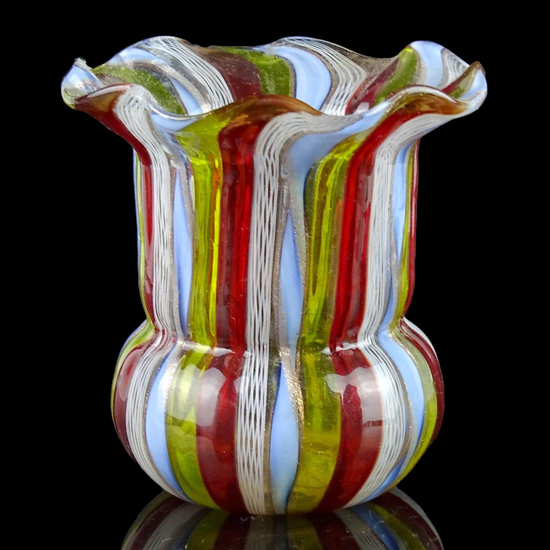 Murano Ribbons Art Glass Toothpick Hat Pin Holder