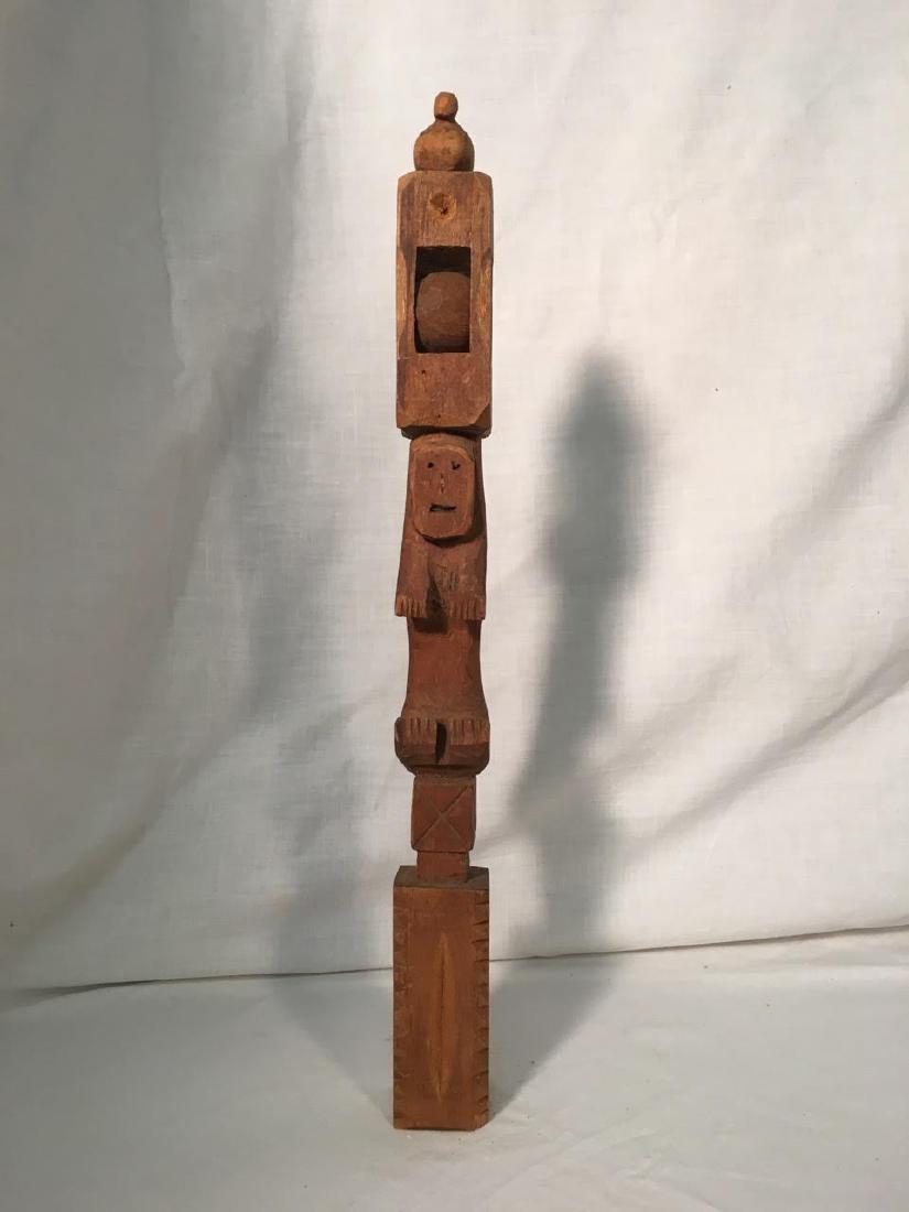 Antique Bear & Chicken Carved Whimsy 1 Ball in Cage (1 of 5)