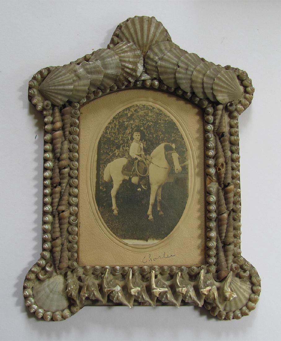 C 1900 Sea Shell Decorated Picture Frame With Photo (1 of 2)