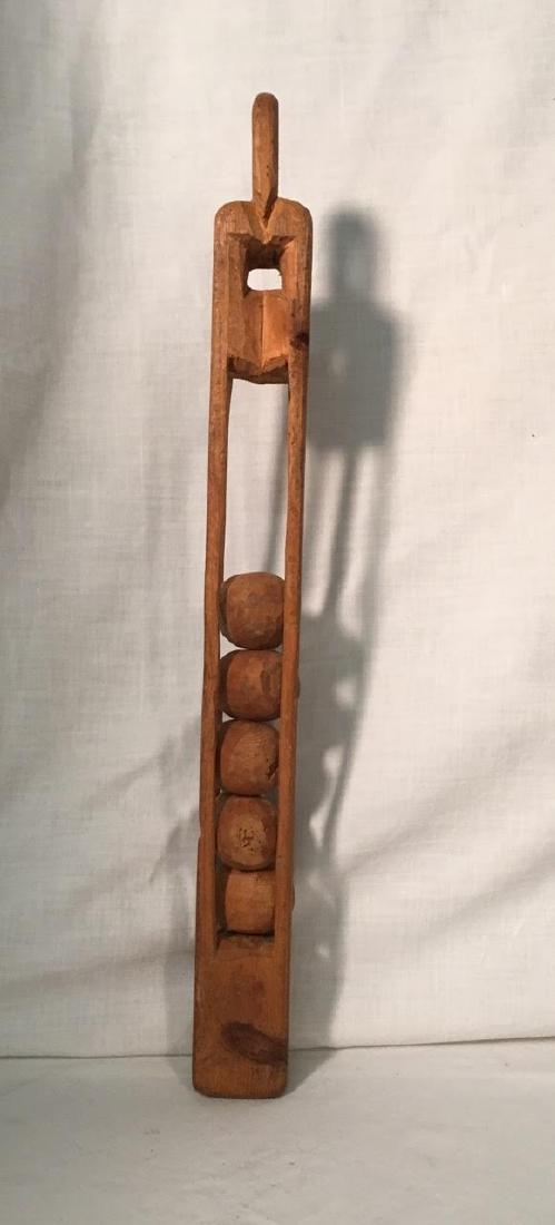 Antique Carved Pine Ball & Cage Whimsy 5 Loose Balls (1 of 1)