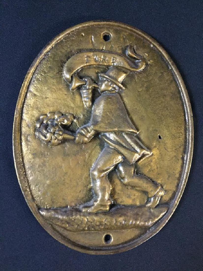 19th Century Solid Brass Fire Marker Cast Iron Folk Art (1 of 3)