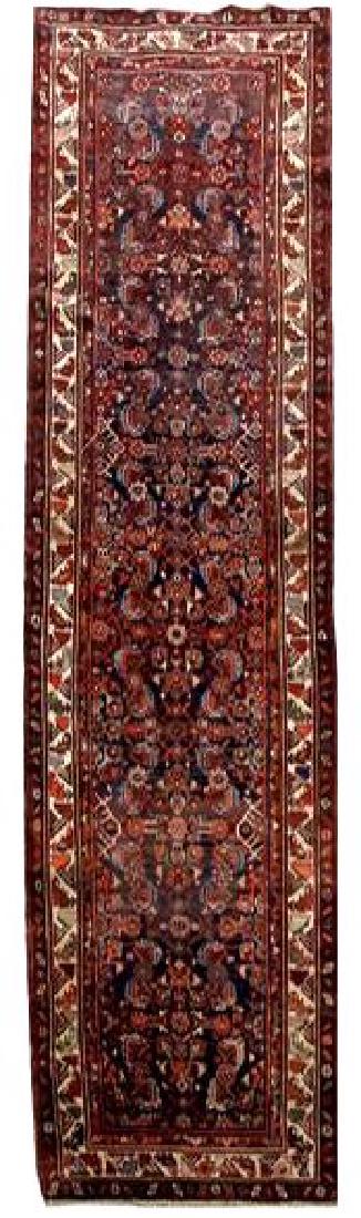 Persian Hamadan Enjilas Handmade Wool Rug: Item: Persian Hamadan Enjilas Handmade Wool Rug Size: 3' x 13' Origin: Iran This Original home decor floor covering was made by the hands of artistic skilful weavers inspired by ancient designs. Hamad