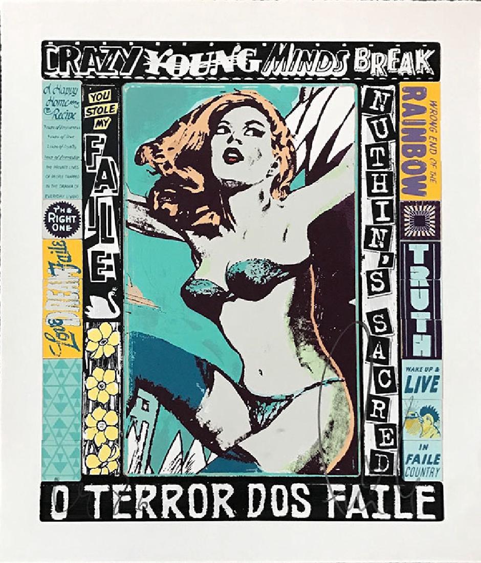Faile The Right One Happens Everyday Screenprint Signed: Artist: Faile Title: The Right One, Happens Everyday Printing Date: 2014 Medium: Screenprint Size: 60 x 71 cm Publisher: Faile Series: Edition of 450 Faile "The Right One, Happens Everyday" original 2