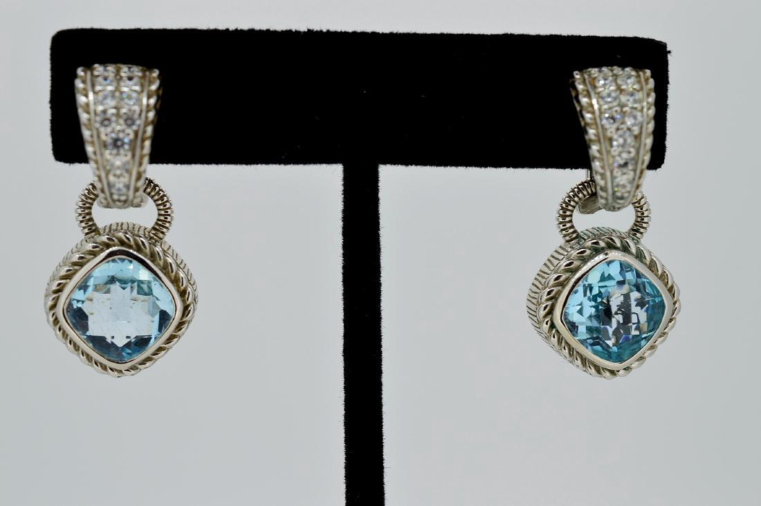 Judith Ripka Sterling Blue Topaz Zirconia Drop Earrings (1 of 3)