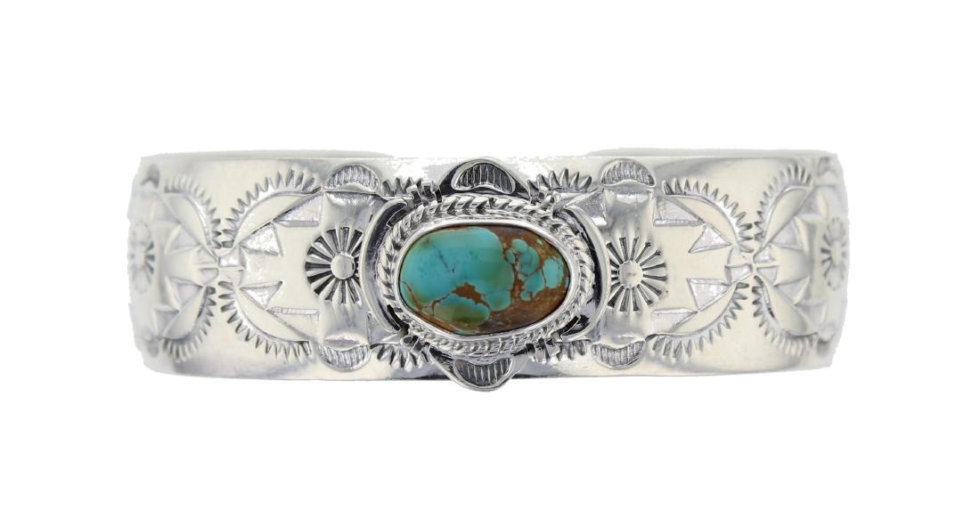 J. Nelson Navajo Sterling Silver Turquoise Bracelet