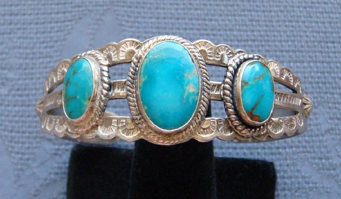 Jane Popovitch Navajo Sterling Turquoise Bracelet (1 of 9)