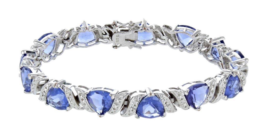 Sterling Silver Gem Stone Link Bracelet (1 of 1)