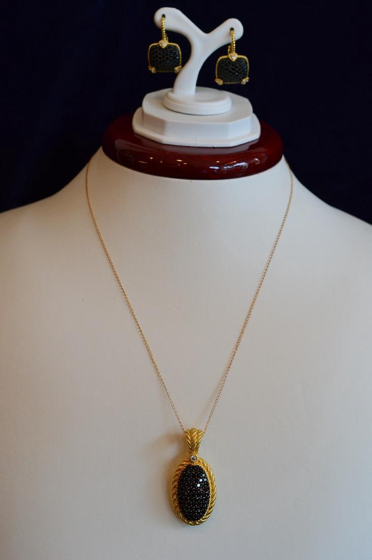 Judith Ripka Gold Clad Black Onyx Enhancer & Earrings (1 of 4)