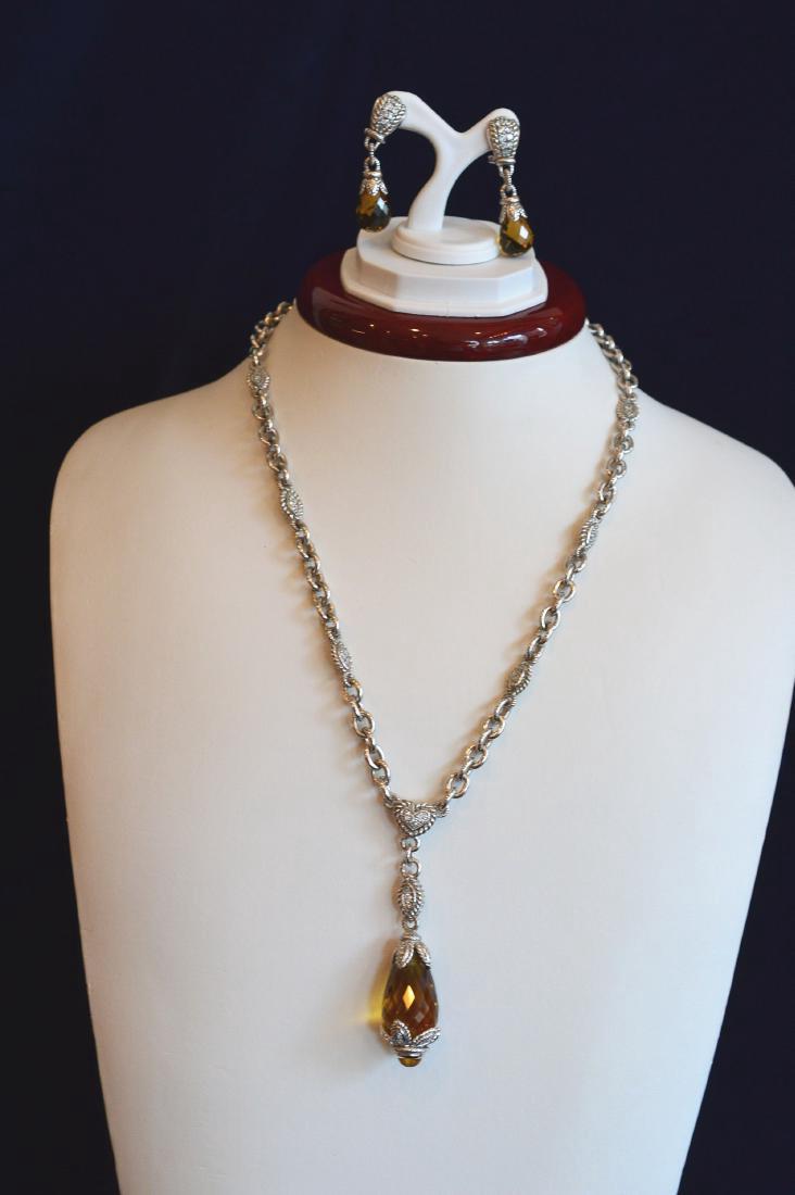 Judith Ripka Yellow Citrine Pendant Necklace & Earrings (1 of 4)