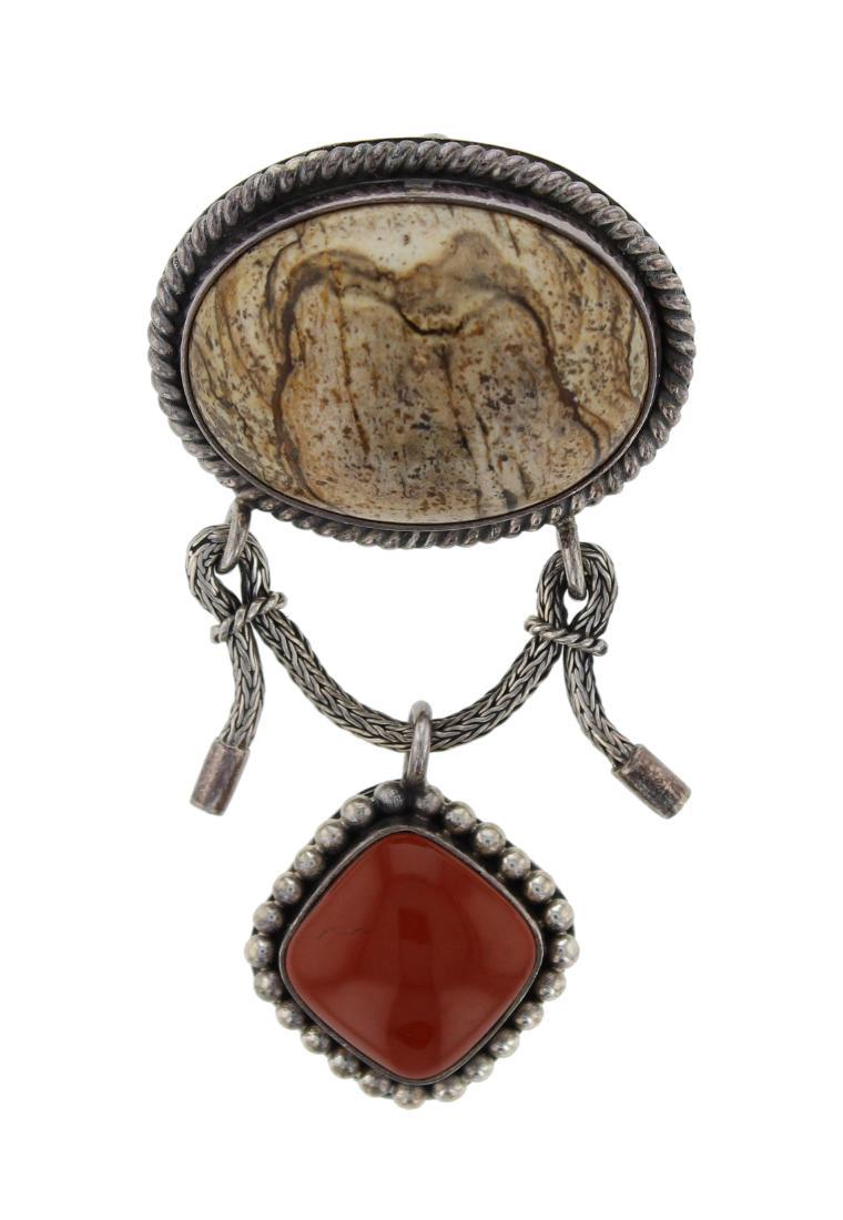 Sterling Silver Pin/ Pendant Indonesia: Sterling Silver Pin/ Pendant Indonesia. Weight: 29 Grams, Dimensions: 1 1/2" x 2 1/2". Metal Purity: 0.925 No Reserve: This lot starts at $1 and has no reserve as a courtesy so that collectors can det