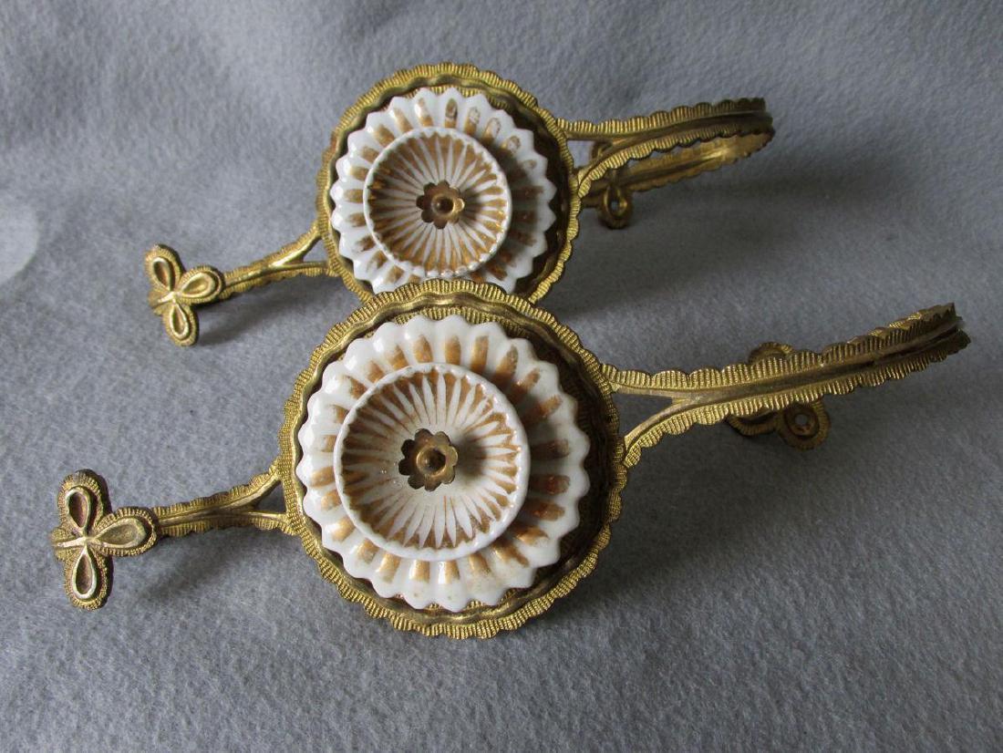 Pair Old Paris Porcelain Gilt Brass Curtain Tiebacks, (1 of 4)