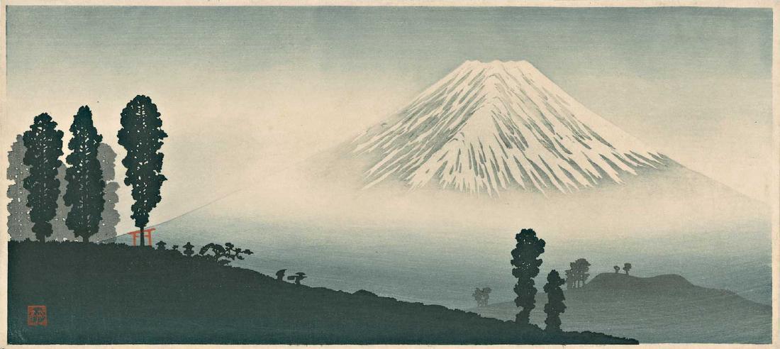 Takahashi Shotei Mt. Fuji Japanese Woodblock Print (1 of 3)