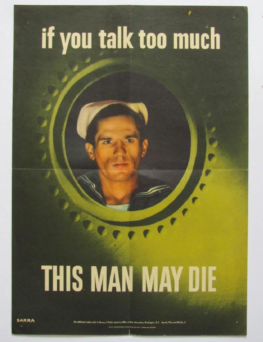 1942 VINTAGE WWII POSTER, YOU TALK & THIS MAN MAY DIE (1 of 1)