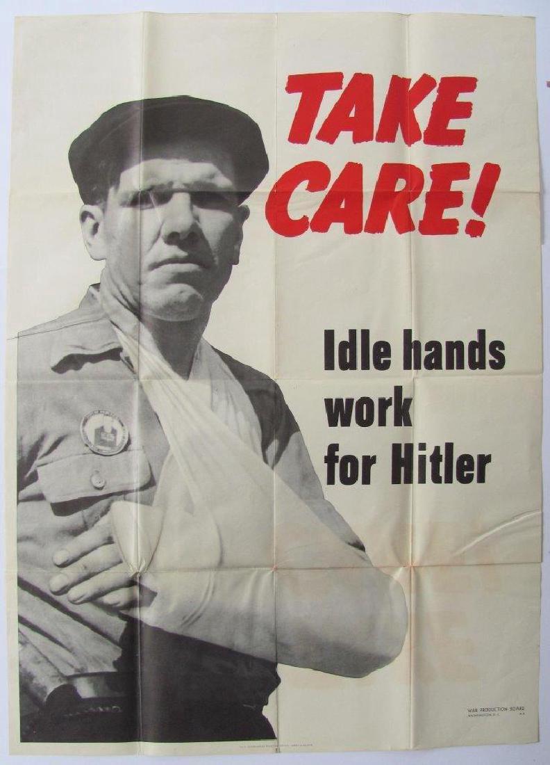 c1940 VINTAGE WWII POSTER HOME FRONT PRODUCTION SAFETY (1 of 1)