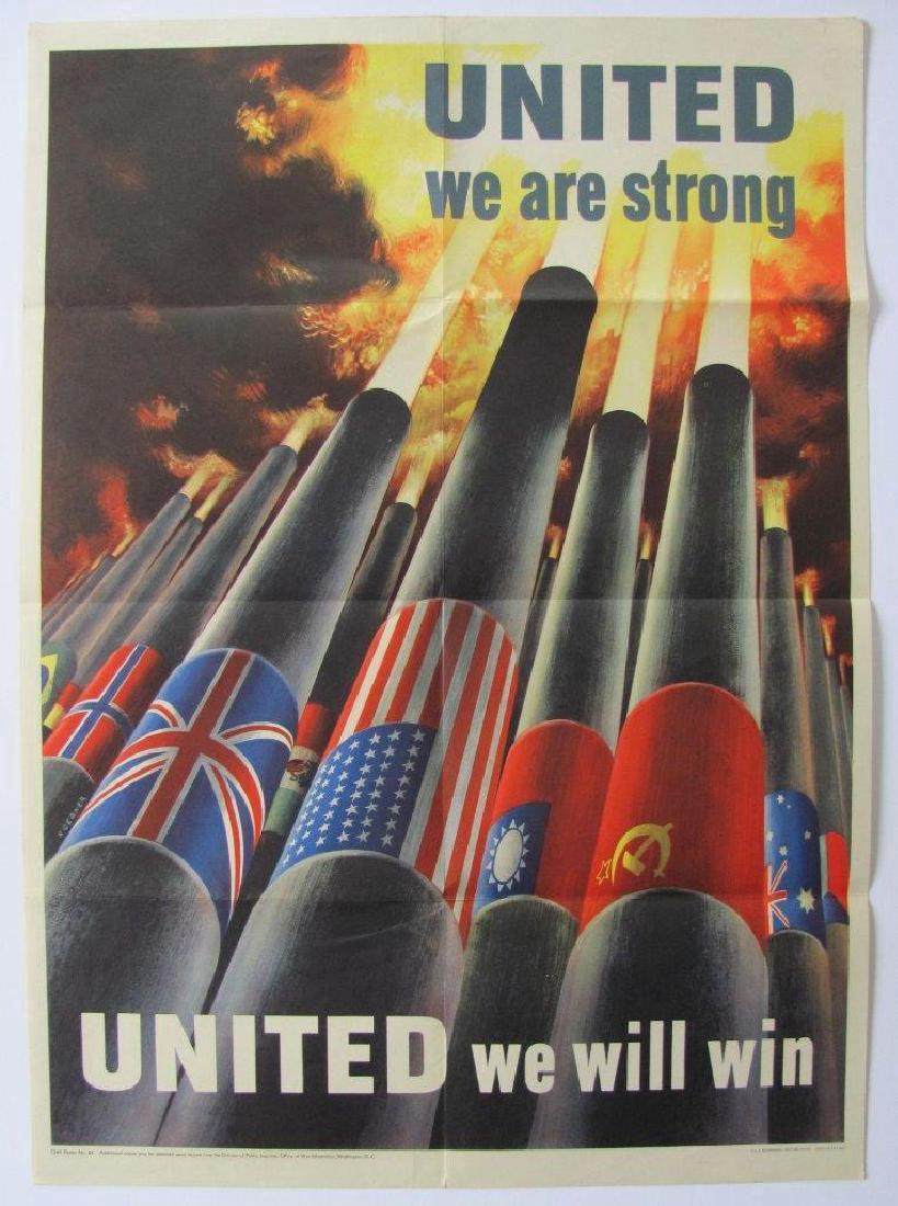 c1940s VINTAGE WWII POSTER, UNITED ALLIES WIN, KOERNER (1 of 1)