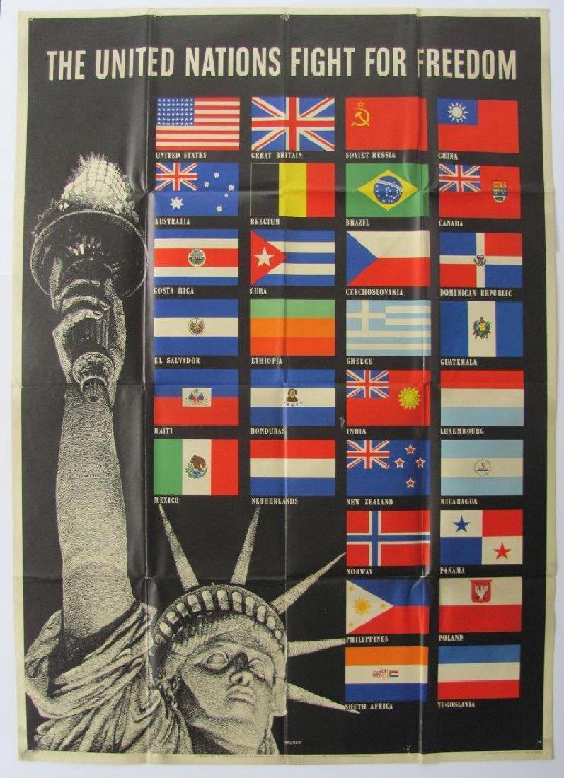 c1940s VINTAGE WWII POSTER, UNITED NATIONS by BRODER (1 of 1)