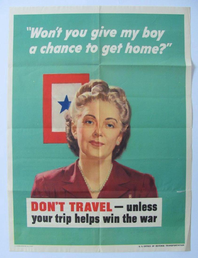 c1940s VINTAGE WWII POSTER, HOME FRONT, CONSERVE TRAVEL (1 of 1)