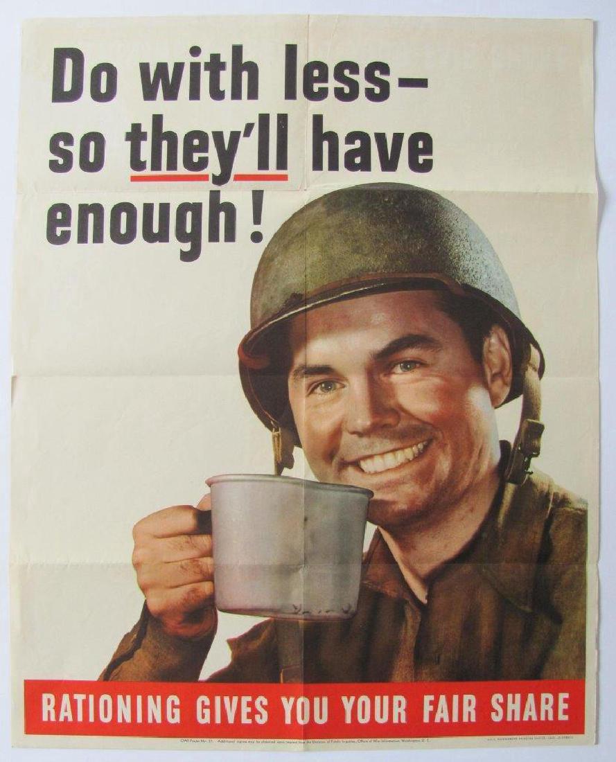 c1940s VINTAGE WWII POSTER, RATIONING, DO WITH LESS (1 of 1)