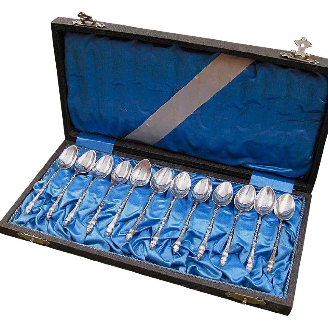 Set of 12 Antique Dutch 800 Silver Deer Hoof Spoons (1 of 8)