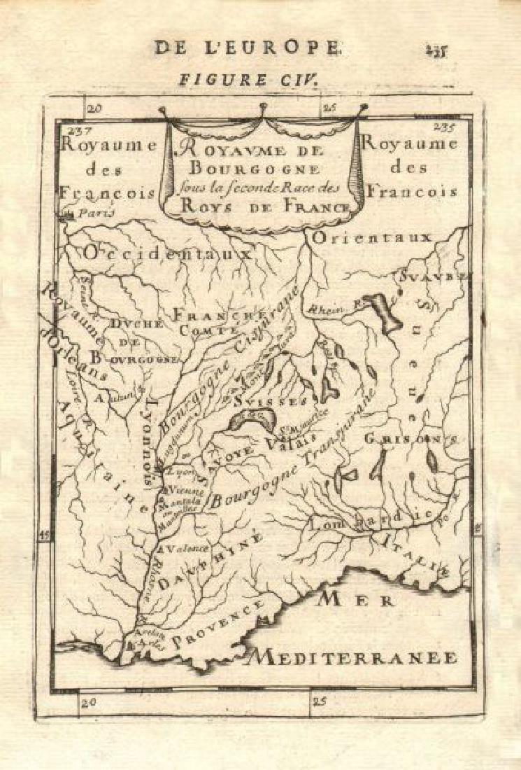 Mallet: Antique Map of Kingdom of Burgundy, 1683 (1 of 2)