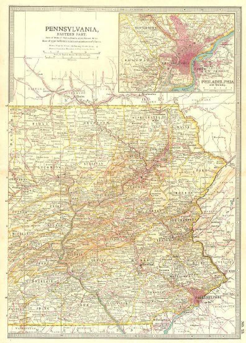 Antique Britannica War/Battle Map of Pennsylvania, 1903 (1 of 2)