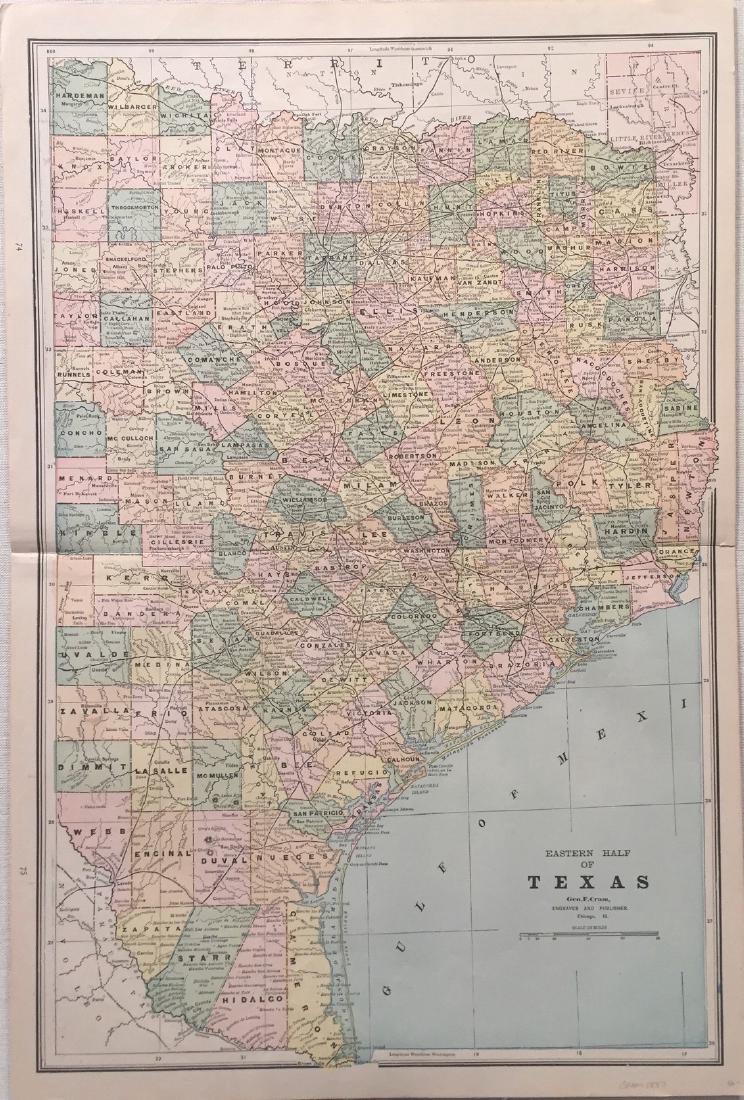 Cram: Antique Map of Texas, 1887 (1 of 1)
